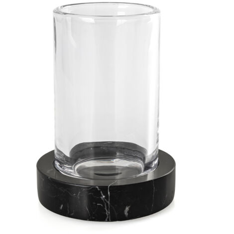 Q-BATH PREMIUM DECOR 1540 Badezimmerbecher, schwarzer Marmor + Glas