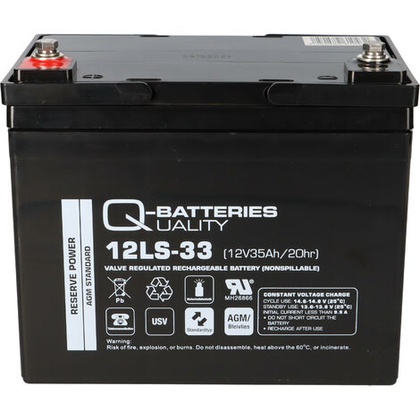 Q-Batteries 12LS-33 / 12V - 35Ah Blei Akku Standard-Typ AGM - 10 Jahres-Typ