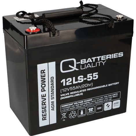 Q-Batteries 12LS-55 / 12V - 55Ah Blei Akku Standard-Typ AGM VRLA 10 Jahres Typ