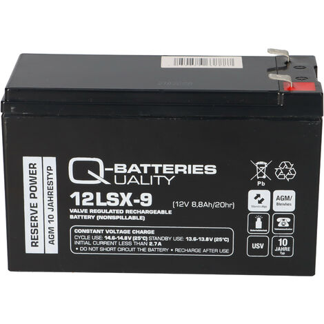Q-Batteries 12LSX-9 12V 8,8Ah Blei-Vlies-Akku / AGM 10 Jahre