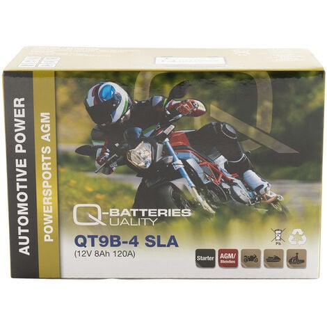 QUALITY BATTERIES Q-Batteries QT9B-4 AGM Motorradbatterie 12V 8Ah 120A inkl. 7,50€ Pfand