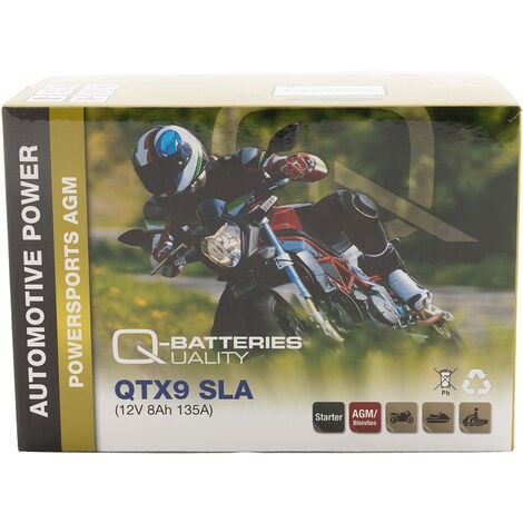 QUALITY BATTERIES Q-Batteries QTX9 SLA AGM Motorradbatterie 12V 8Ah 120A inkl. 7,50€ Pfand