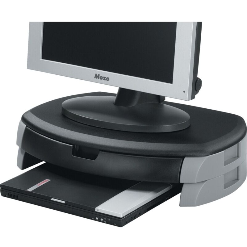 Q-Connect - Q Connect Monitor Printer Stand/Drawer Black - Black