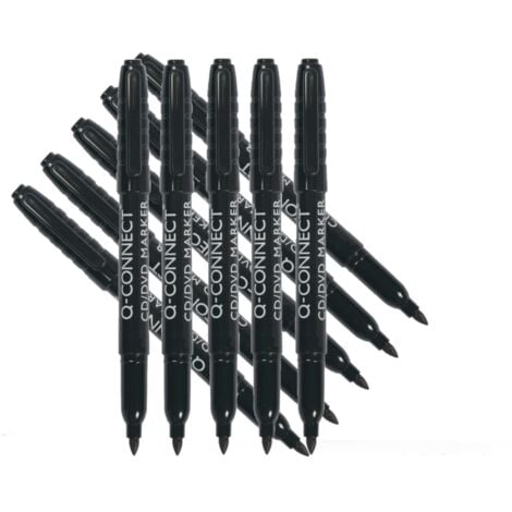 LIDERPAPEL Q-Connect Permanent Marker CD/DVD Black (Pack 10)
