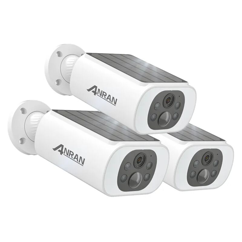 Anran - Videocamere di sorveglianza per interni e esterni Telecamera Wi-Fi Esterno Batteria Senza Fili Con Solare Pannello, 3MP con Visione Notturna