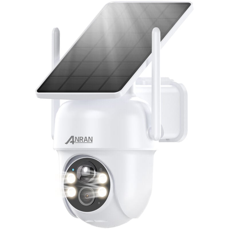 ANRAN 5MP Caméra Surveillance WiFi Extérieure sans Fil, Panneau Solaire Intégré, Caméra IP sur Batterie, Vision Nocturne Couleur, Détection Humaine,