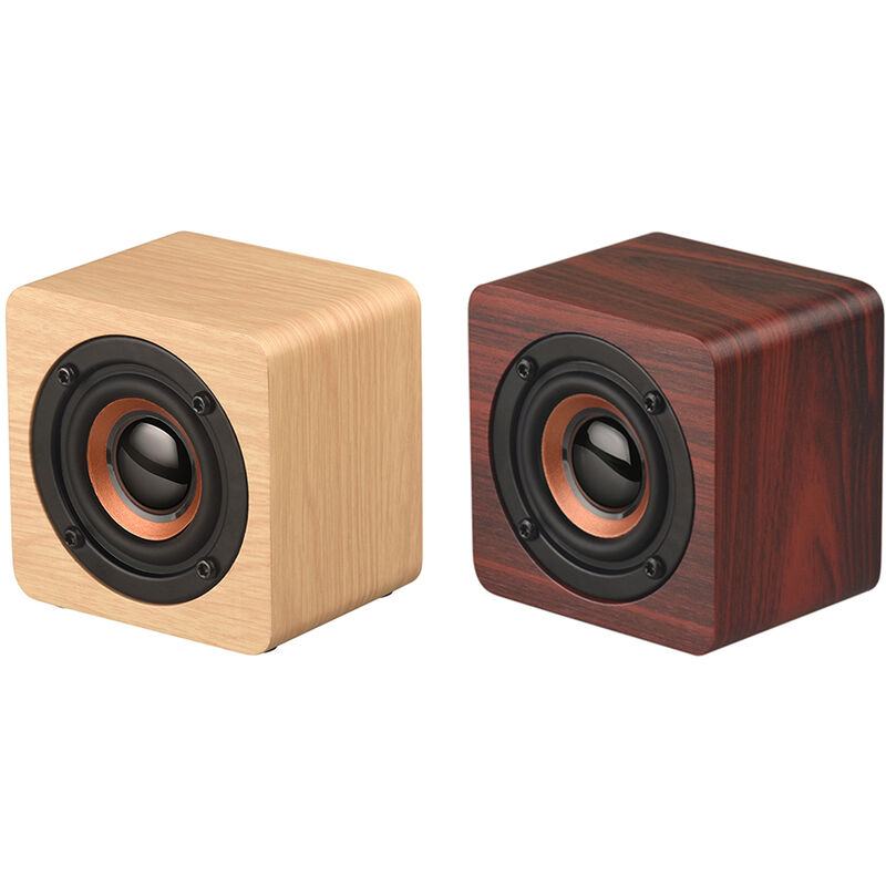 

Q1 Mini Altavoz Portatil Bluetooth madera subwoofer inalambrico bajo fuerte sonido potente caja de musica cubo magico para Smartphone Tablet