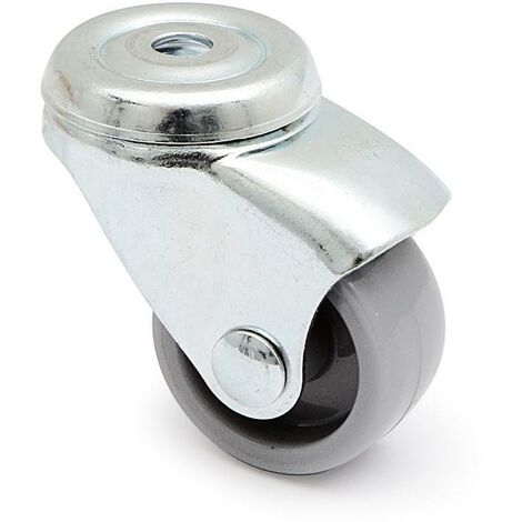 Q&ampQ rueda giratoria roda a/plast.gris ø25 tp zincado , La rueda giratoria para mueble con aro de plástico gris tiene un diámetro de 25 mm, es de taladro pasa