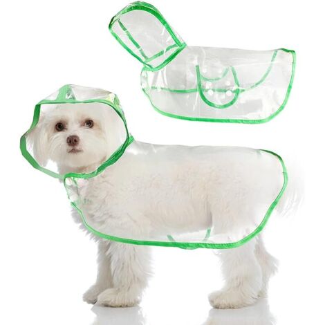 QAZQA 1 pièce Imperméable et Coupe-Vent pour Animaux de Compagnie, pour Chien avec Capuche Imperméable Transparent pour Chien Poncho,Imperméable à Capuche Transparent pour Chiots XL Vert