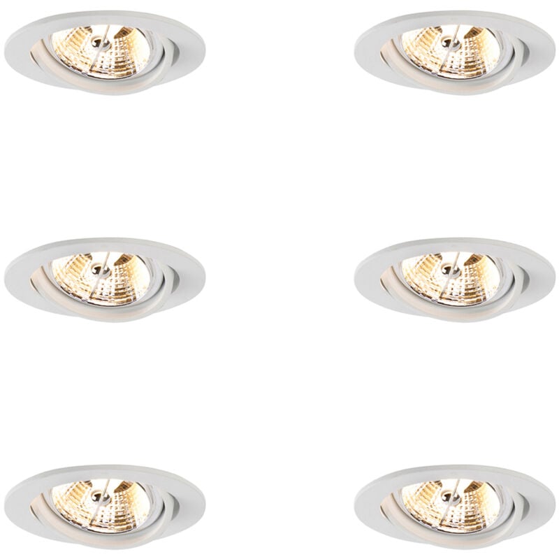 Qazqa - 103197 - Spot encastrable - 6 pièces - ø 112 mm - - éclairage intérieur - Salon i Chambre i Cuisine i Salle à manger