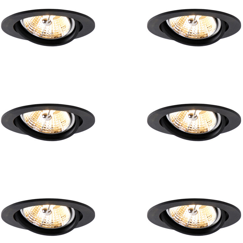 Qazqa - 103198 - Spot encastrable - 6 pièces - ø 112 mm - - éclairage intérieur - Salon i Chambre i Cuisine i Salle à manger