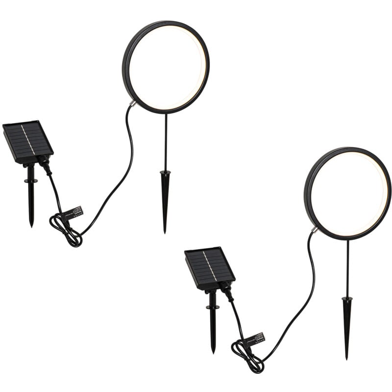 Qazqa - adalind - led Spot sur piquet - 2 lumière - ø 20 cm - Noir - Moderne - éclairage extérieur