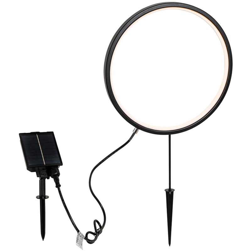 Qazqa - adalind - led Spot sur piquet solaire - 1 lumière - ø 30 cm - Noir - Design - éclairage extérieur