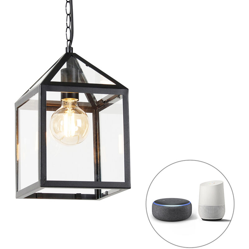 Qazqa - amsterdam - led Suspension - 1 lumière - l 21 cm - Noir - Rustique, Moderne - éclairage extérieur - Salle de bains