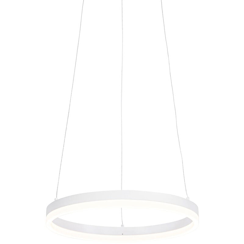 QAZQA anello - LED Dimmable Suspension variateur inclus - 1 lumière - Ø 40 cm - Blanc - Moderne - éclairage intérieur - Salon I Chambre I Cuisine I