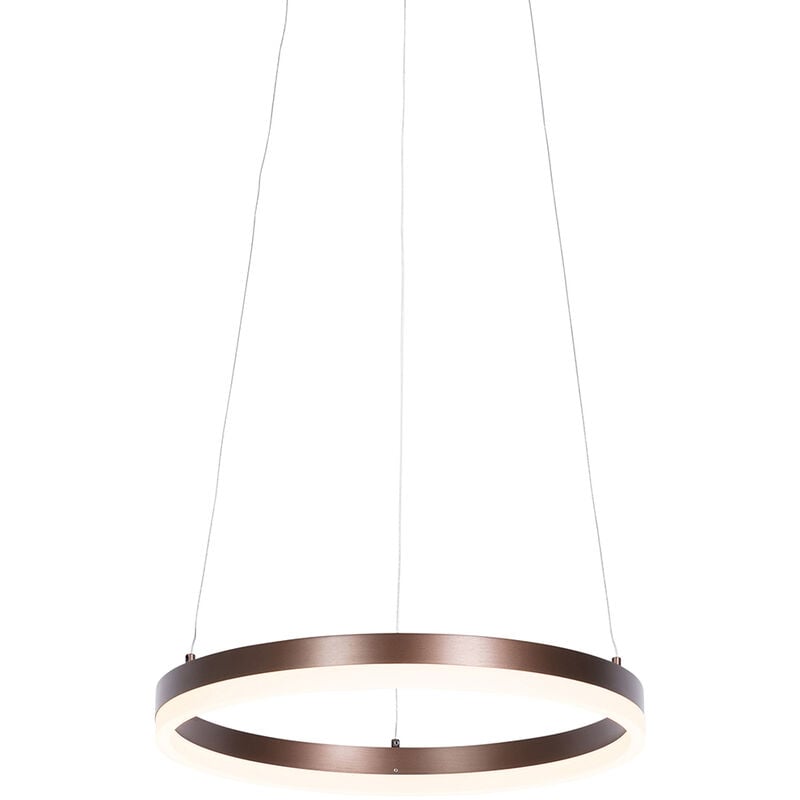 QAZQA anello - LED Dimmable Suspension variateur inclus - 1 lumière - Ø 40 cm - Bronze - Moderne - éclairage intérieur - Salon I Chambre I Cuisine I