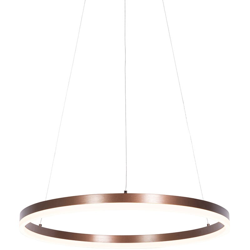 QAZQA anello - LED Dimmable Suspension variateur inclus - 1 lumière - Ø 60 cm - Bronze - Moderne - éclairage intérieur - Salon I Chambre I Cuisine I