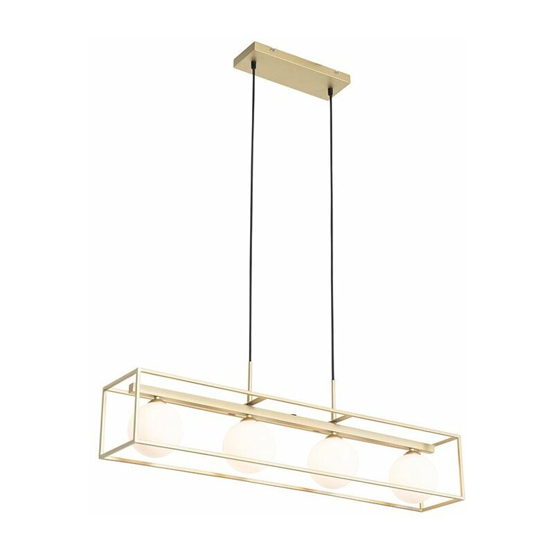 Aniek - Suspension multiples - 4 lumière - l 90 cm - Doré/Laiton - Design - éclairage intérieur - Salon i Chambre i Cuisine i Salle à manger - Qazqa