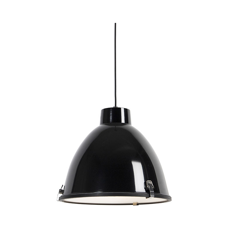 anteros - suspension industriel 1 lumiere Ø 380 mm noir rustique eclairage interieur salon | chambre cuisine salle a manger qazqa