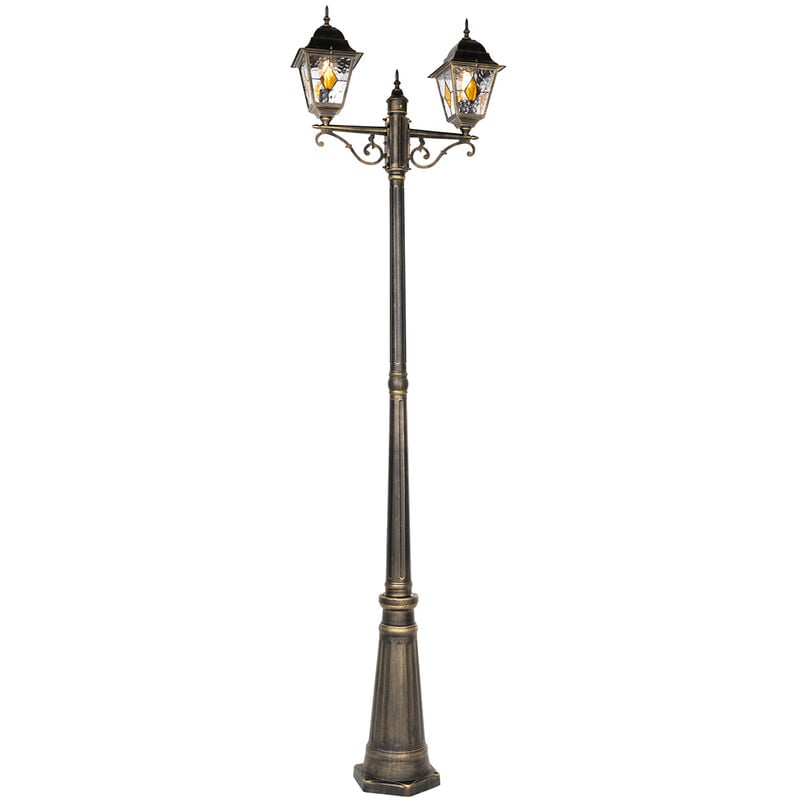 Antigua - Lampe sur pied extérieur - 2 lumière - l 18 cm - Doré - Classique/Antique - éclairage extérieur - Qazqa