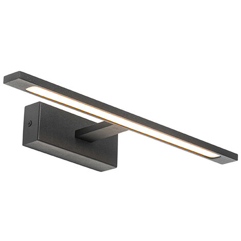 Qazqa – Applique murale LED noire 41,5 cm – IP44 pour salle de bain – Ampoule non remplaçable 2700K – Design moderne en plastique et acier
