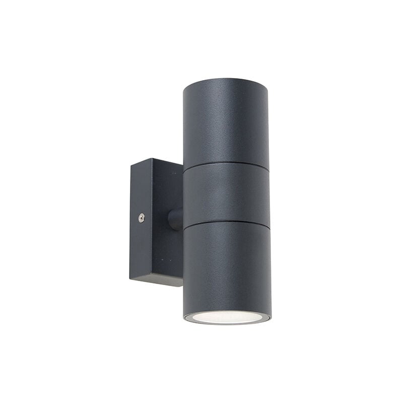 Appliques duo - Moderno - Acciaio inossidabile - Grigio scuro - Tondo Max. 2 x Watt - Qazqa