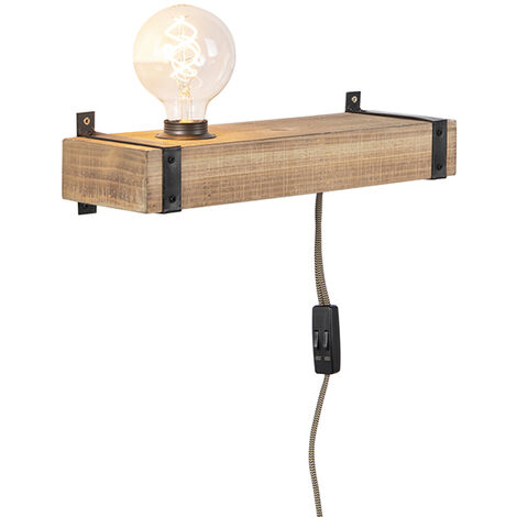 Applique da parete a led di design in legno massello di castagno invec –  Wanos Wood & Design