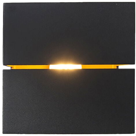 QAZQA + Appliques transfer groove - Moderno - Alluminio - Nero/Oro - Quadrato Max. 1 x Watt