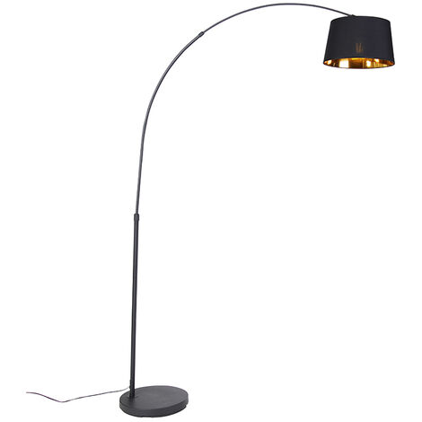 QAZQA arc-basic - Lampadaire Moderne - 1 lumière - H 176 cm - Noir - Moderne - Éclairage intérieur - Salon I Chambre - Noir