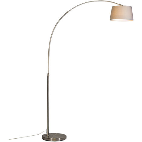 QAZQA arc-basic - Lampe arquée Moderne - 1 lumière - H 1760 mm - Gris - Moderne - Éclairage intérieur - Salon - Gris