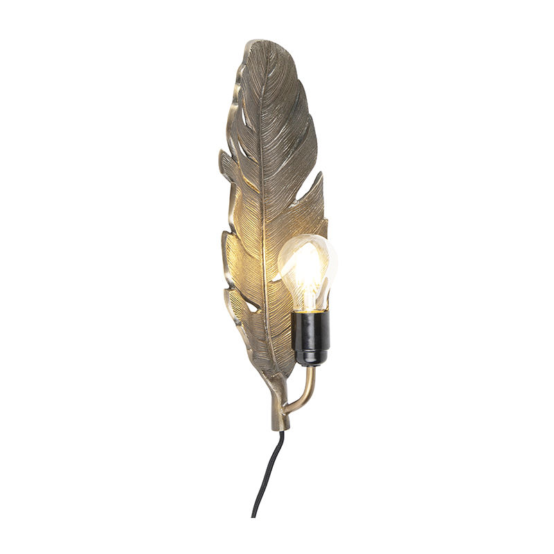 

Art Déco Aplique Art Deco bronce - LEAF Aluminio Orgánica Adecuado para LED Max. 1 x 40 Watt - Qazqa