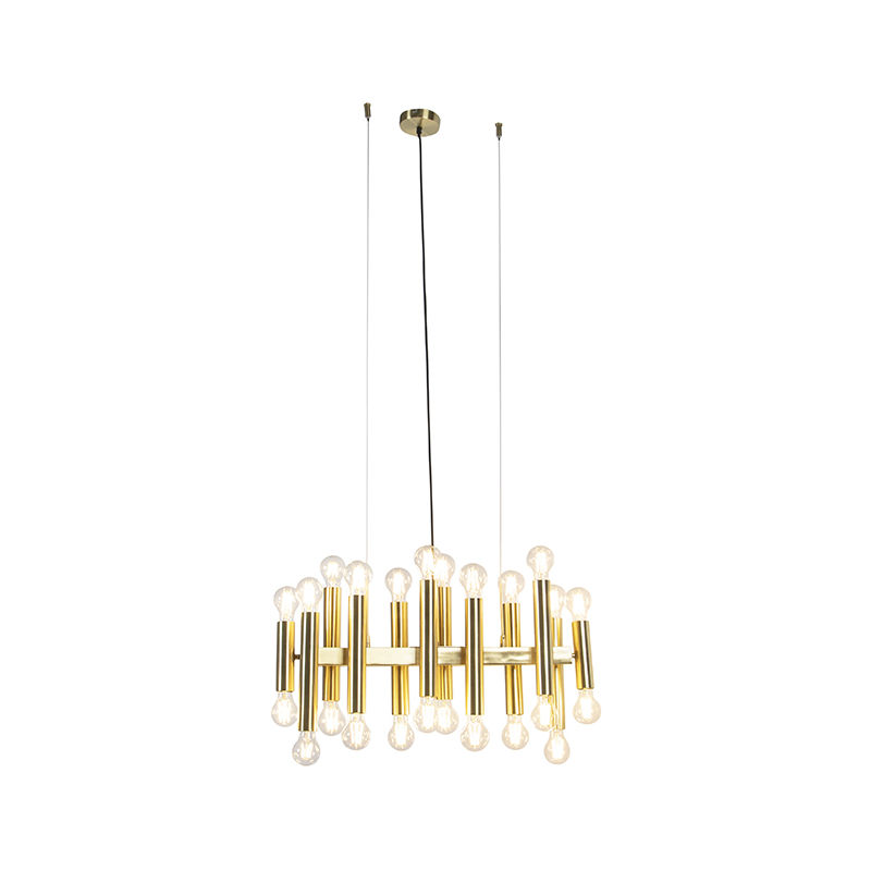 

QAZQA Art Déco Lámpara colgante Art Deco oro 24-luces - FACIL Acero Alargada Adecuado para LED Max. 24 x 60 Watt