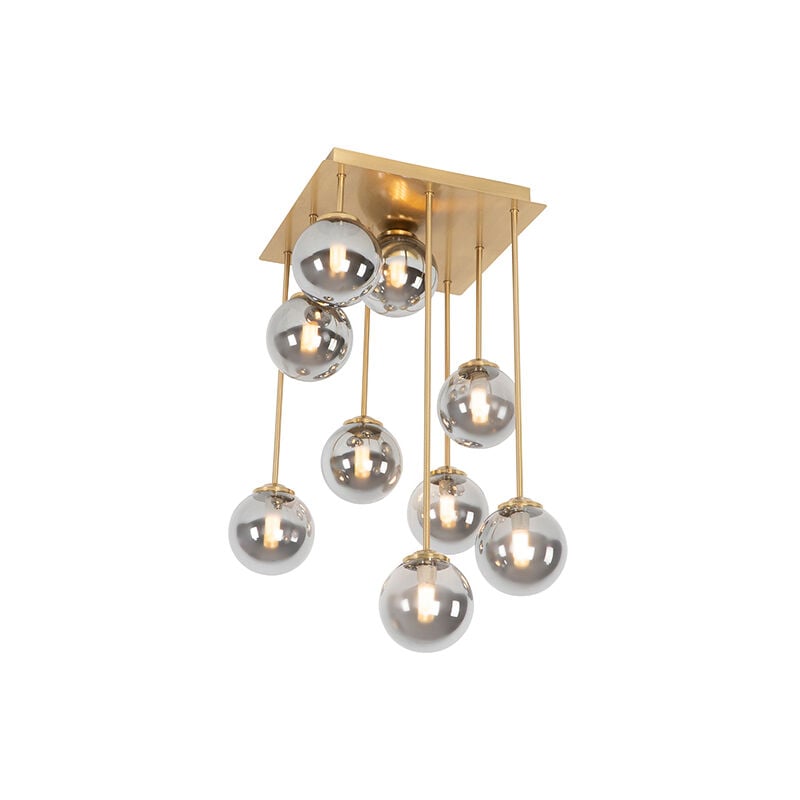 Qazqa - athens - led Plafonnier - 9 lumière - l 310 mm - Doré - Moderne - éclairage intérieur - Salon i Chambre i Cuisine i Salle à manger