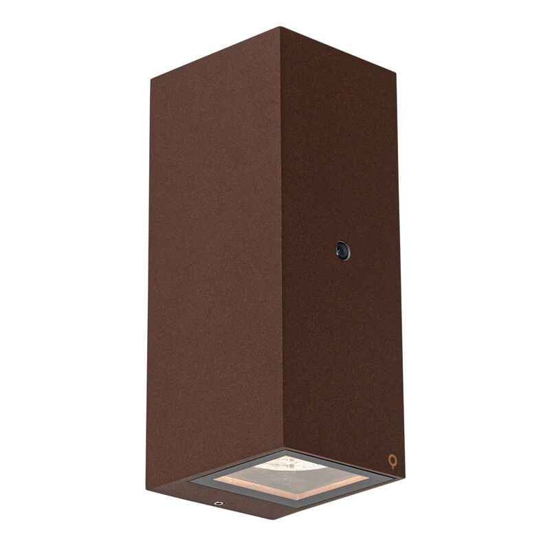 Baleno - Applique murale avec détecteur - 2 lumière - l 8.3 cm - Brun rouille - Rustique - éclairage extérieur - Qazqa