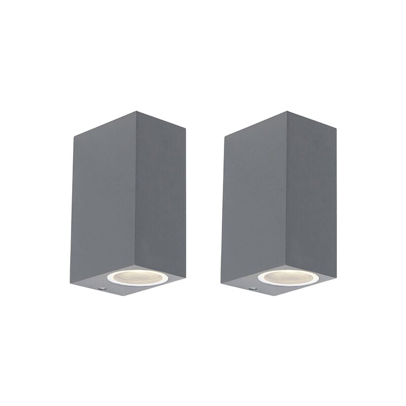 Baleno - Applique murale - 2 pièces - l 6.5 cm - Gris foncé - Moderne - éclairage extérieur - Salle de bains - Qazqa