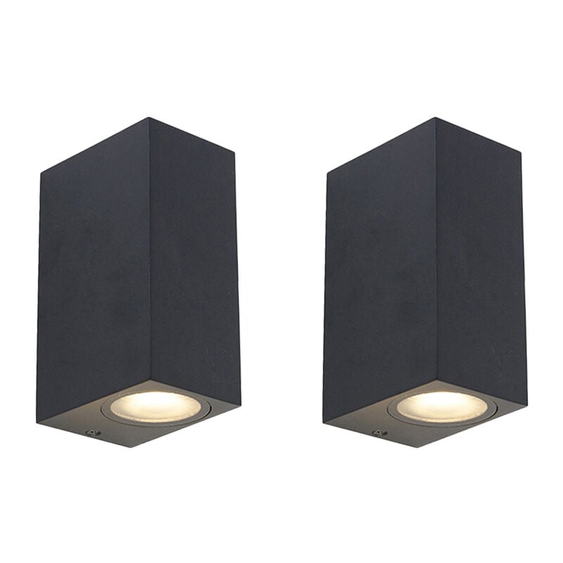 Baleno - Applique murale - 2 pièces - l 6.5 cm - Noir - Moderne, Design - éclairage extérieur - Qazqa