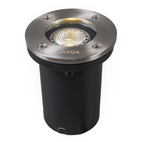 QAZQA basic - Spot encastrable de sol - 1 lumière - Ø 104 mm - Acier - Moderne - éclairage extérieur
