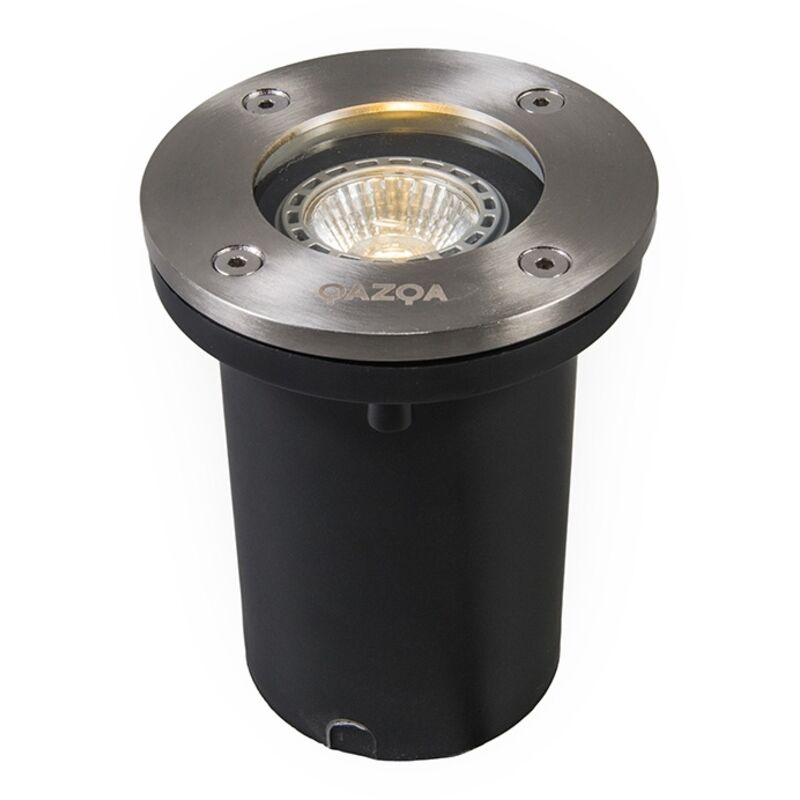 Qazqa - basic - Spot encastrable de sol - 1 lumière - ø 104 mm - Acier - Moderne - éclairage extérieur