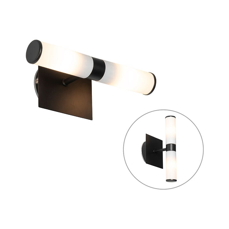 QAZQA bath - Applique murale - 2 lumière - L 223 mm - Noir - Moderne - éclairage intérieur - Salle de bains