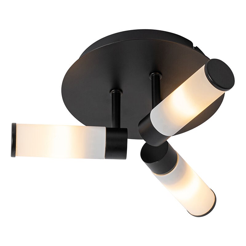 Bath - Plafonnier - 3 lumière - ø 28.5 cm - Noir - Moderne - éclairage extérieur - Salle de bains - Qazqa