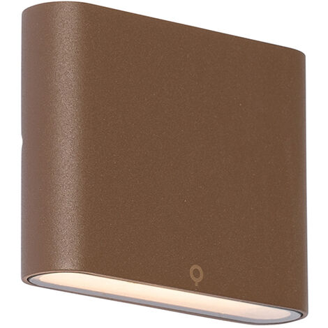QAZQA batt - LED Applique murale - 2 lumière - L 11.5 cm - Brun rouille - Moderne - éclairage extérieur