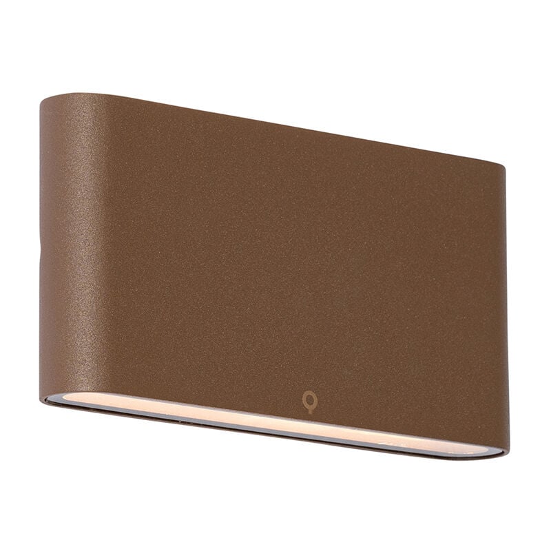 Batt - led Applique murale - 2 lumière - l 17.5 cm - Brun rouille - Moderne - éclairage extérieur - Qazqa