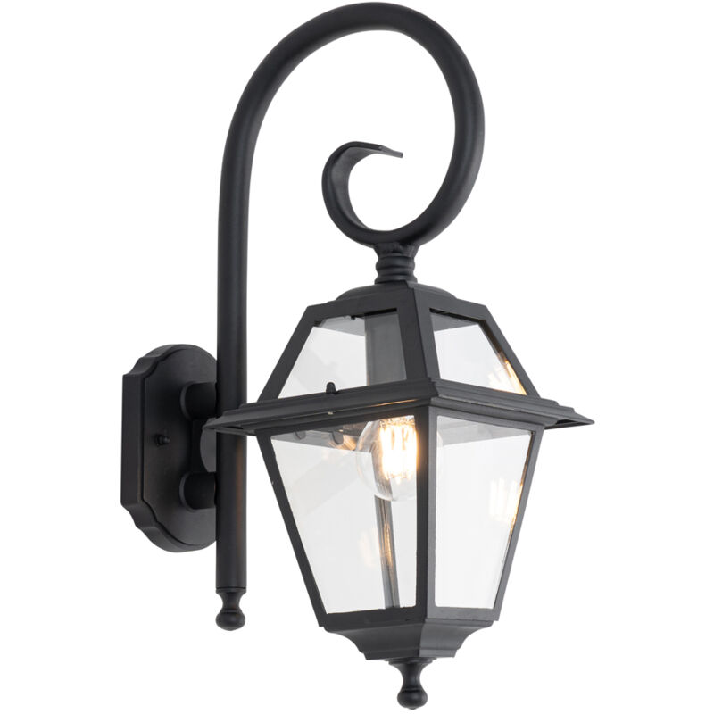 Berta - Applique murale - 1 lumière - h 48.3 cm - Noir - Classique/Antique - éclairage extérieur - Qazqa