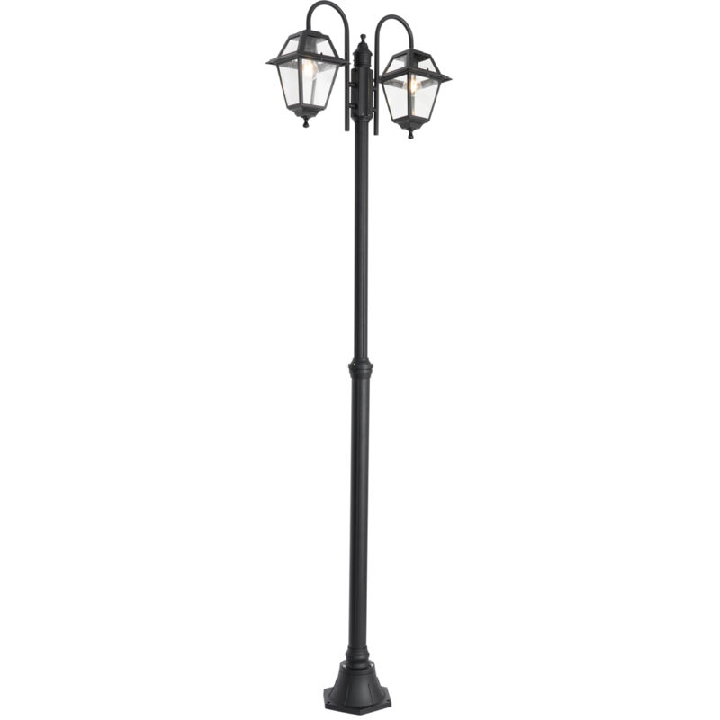 Berta - Lanterne - 2 lumière - h 235 cm - Noir - Classique/Antique - éclairage extérieur - Qazqa