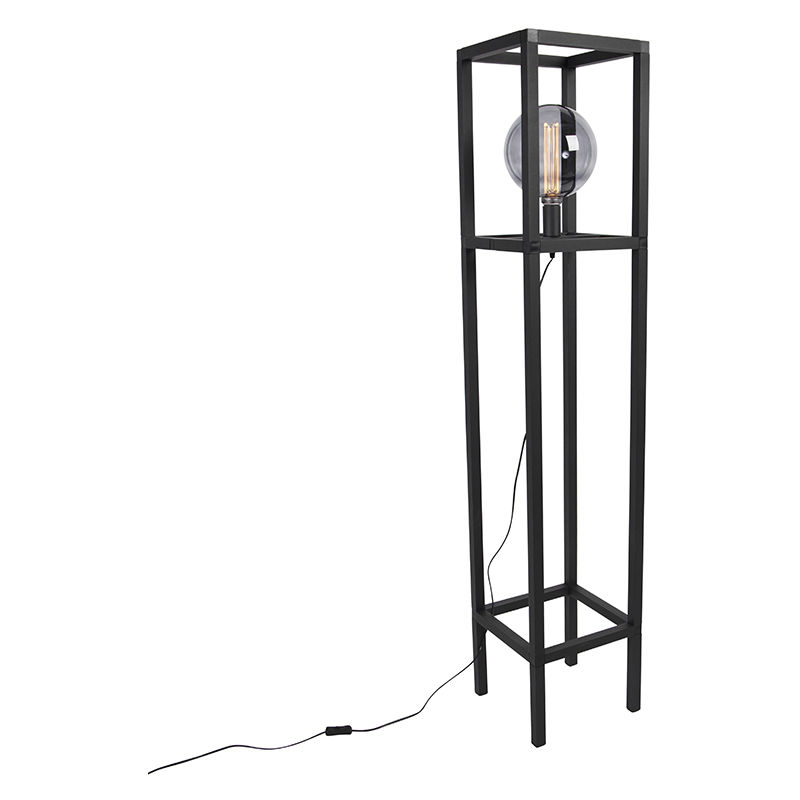 big_cage2 - Lampadaire Industriel - 1 lumière - H 1500 mm - Noir - Rustique - Éclairage intérieur - Salon I Chambre - Noir - Qazqa