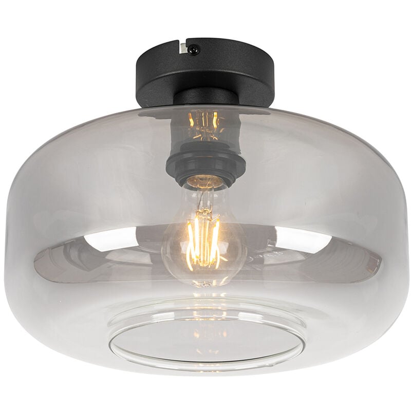 Bizle - Plafonnier - 1 lumière - ø 28 cm - Gris - Art Deco - éclairage intérieur - Salon i Chambre i Cuisine i Salle à manger - Qazqa