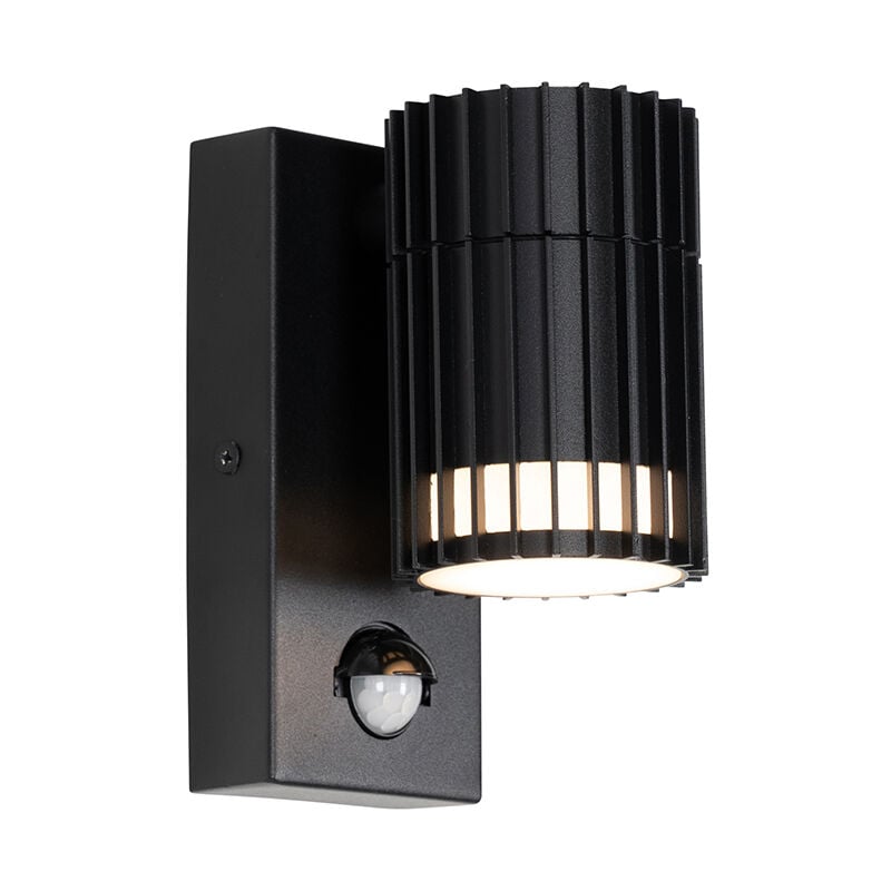 Qazqa - boris - Eclairage exterieur avec detecteur de mouvement - 1 lumière - ø 7 cm - Noir - Design - éclairage extérieur