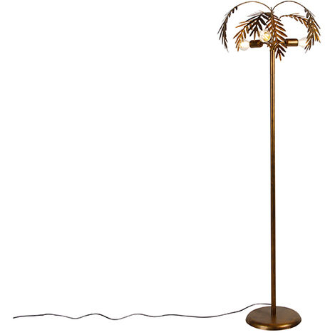 QAZQA botanica - Lampadaire - 3 lumière - H 160 cm - Doré/Laiton - Rustique - éclairage intérieur - Salon I Chambre