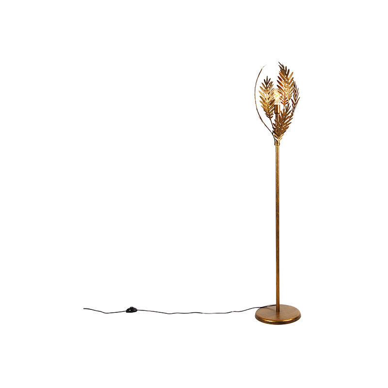 Qazqa - botanica - Lampadaire Rustique - 1 lumière - H 170 cm - Doré/Laiton - Rustique - Éclairage intérieur - Salon I Chambre - Doré/Laiton