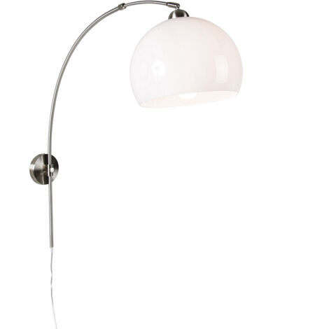 QAZQA bow - LED Dimmable Applique murale arquée variateur inclus - 1 lumière - H 86 cm - Blanc - Art Deco, Moderne, Rétro - éclairage intérieur - Salon I Chambre I Cuisine I Salle à manger